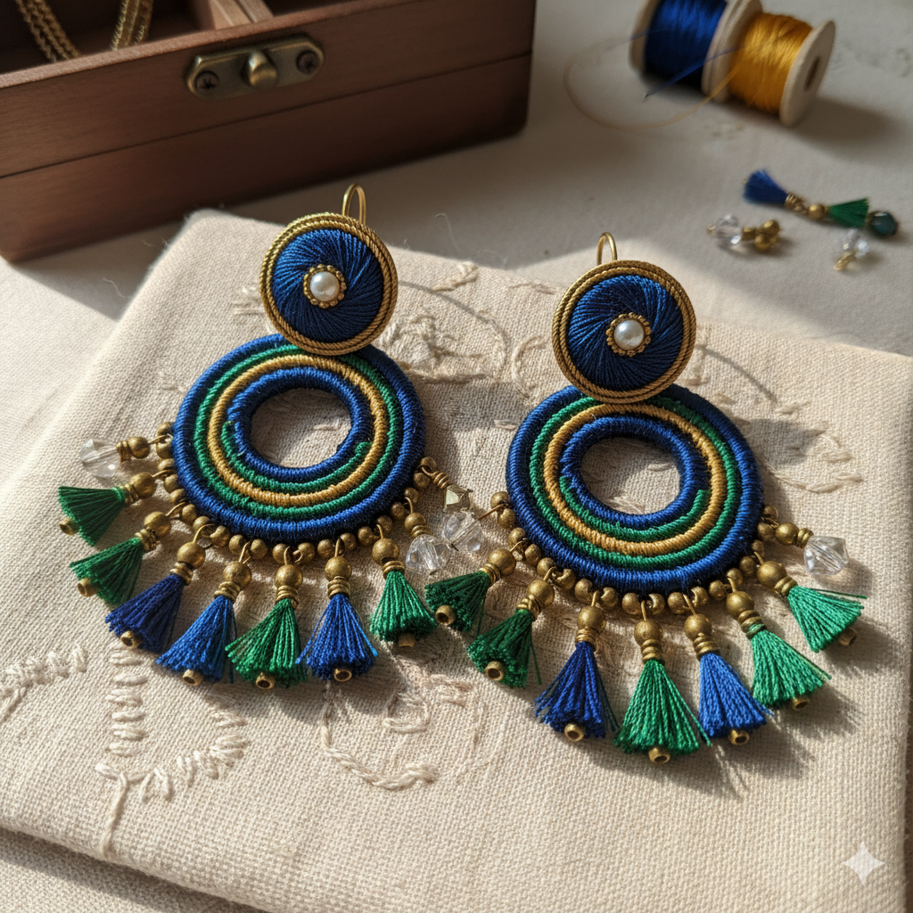 Customized Silk Thread Earrings